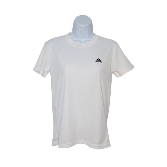 adidas Women Basic Crew Neck T-Shirt Casual Solid White SZ XS | NEW - Picture 1 of 6